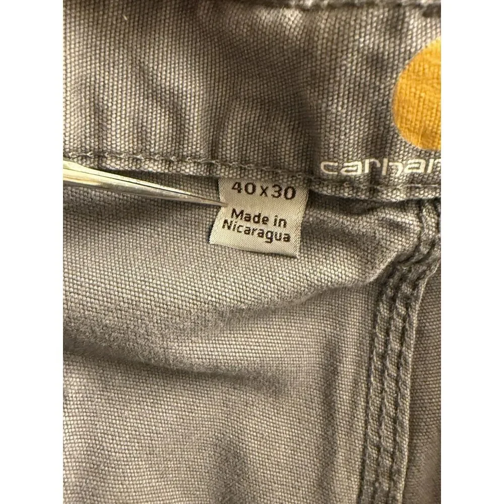 Carhartt Men's 40x30 Gray Relaxed Fit Rugged Flex Canvas‎ Work Pants Jeans